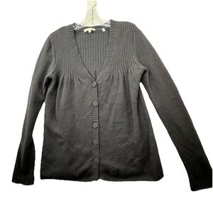 VINCE Button Up Cardigan Sweater Womens Large Quiet Luxury Academia‎ Luxe Black